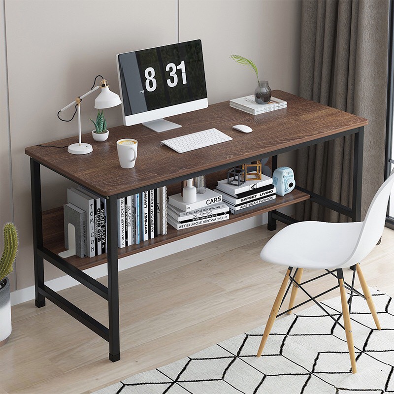 Bàn làm việc FUNA BLV Plus kích thước 100x50cm dùng làm bàn học, decor, mặt bàn bo góc và dày dặn, dễ lắp đặt.