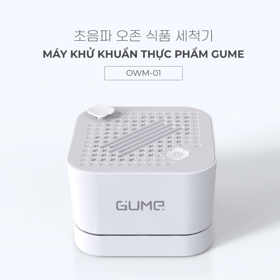 Máy khử khuẩn thực phẩm Gume OWM-01 giúp làm sạch mọi loại thực phẩm, thiết kế không dây, công nghệ lưõi điện cực ly giải tế bào